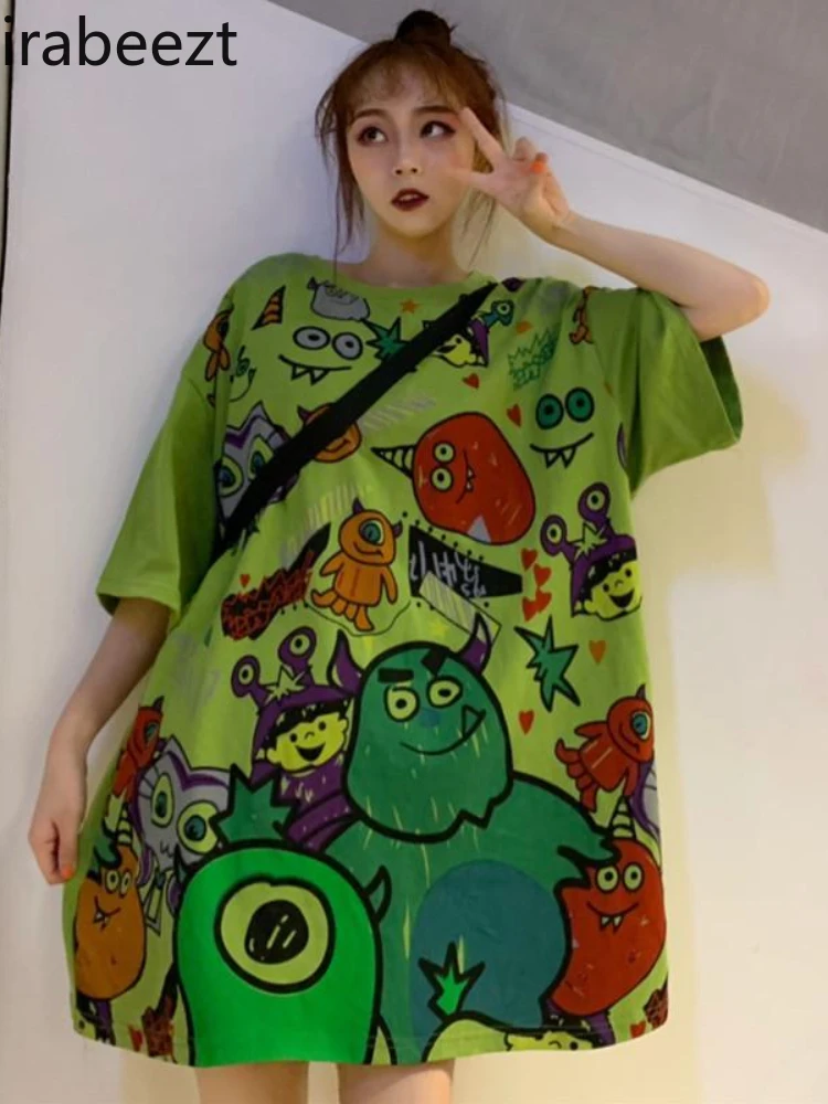 

Irabeezt Kawaii Summer T-Shirt Women Oversized O-neck Cartoon Printing Loose Casual Tees Girl Short Sleeve Tops 2022 Trend