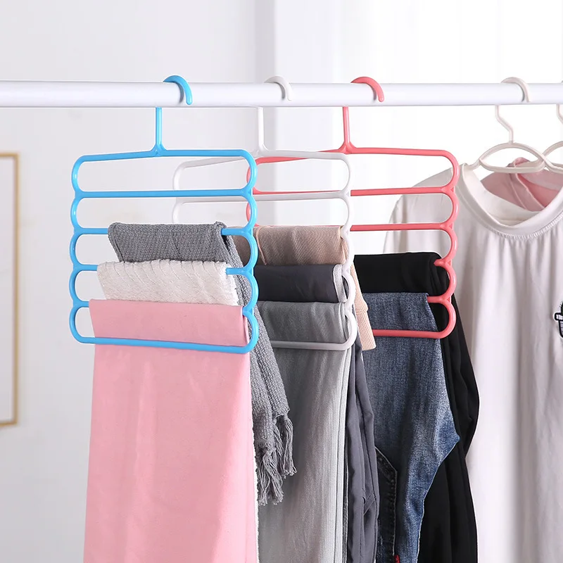 

MultiFunctional 5 Layers Pants Hangers Holders Trousers Hanger Storage Rack Clothes Hanger Space Saver Wardrobe Closet Organizer