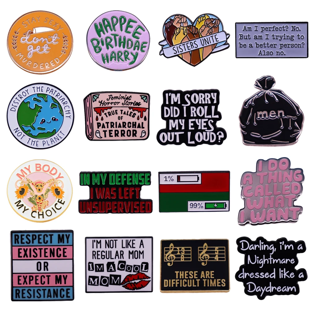 

Funny Quotation English Letters Enamel Pins Brooch for Women Lapel Badge Backpack Pin Jewelry Accessories Gifts