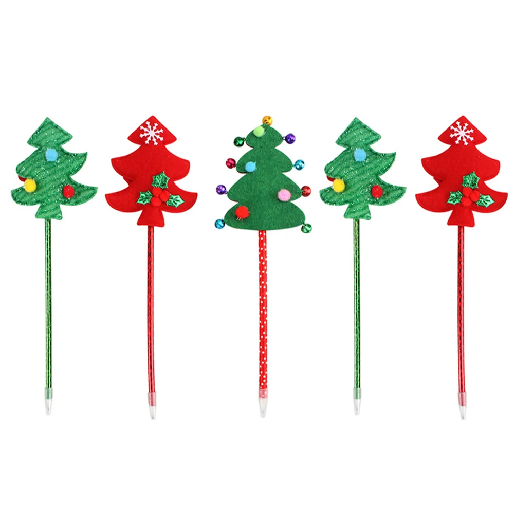 

5 Pcs Christmas Ballpoint Pen Gifts Lovely Pens Writing School Supplies Plastic Tree Shape Child