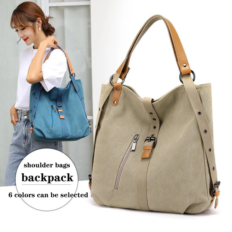 

Multifunctional Backpack Canvas Shoulder Bags for Women Large Capacity Backpacks Travel Bag Purses and Handbags Sac A Main Femme