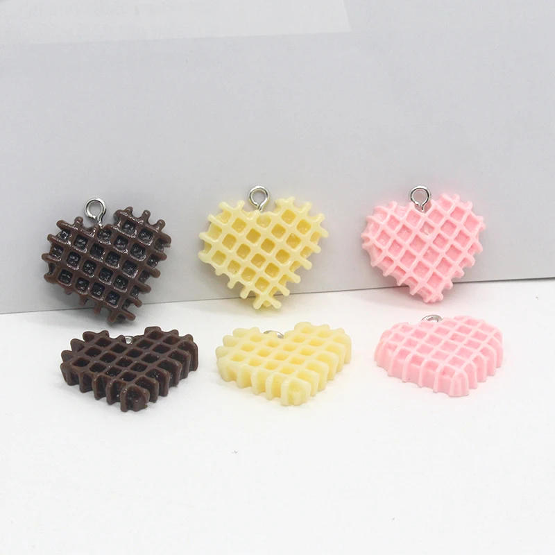 Микс 10 шт./упаковка подвески в клетку виде сердца печенья из смолы милые Подвески