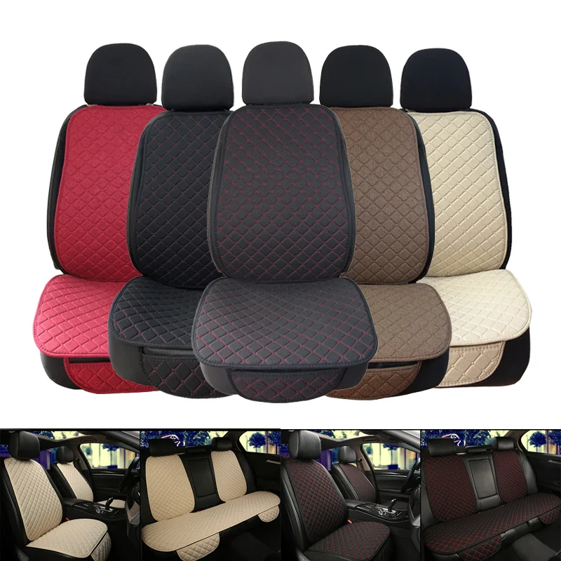

Flax Car Seat Cover Protector Linen Front Rear Back Automobile Protect Cushion Pad Mat Backrest Auto Accessories Car Interior