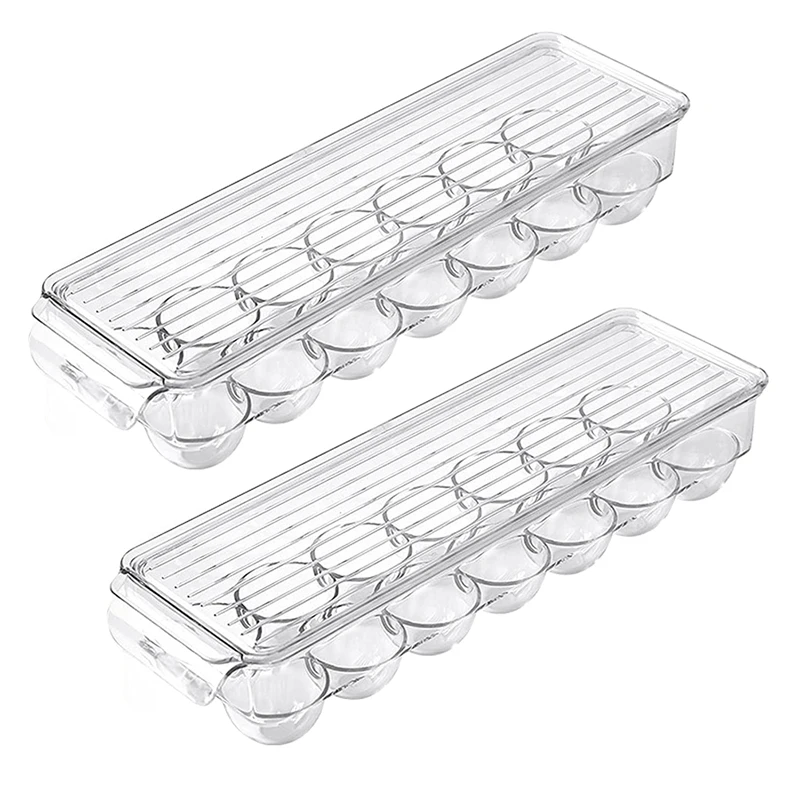 

Egg Holder For Refrigerator 2 Pack,Stackable Egg Storage Container For Refrigerator,Fridge Egg Organizer Carton Holds