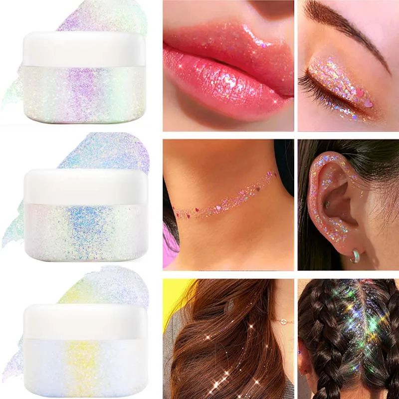 

Shimmer Aurora Eyeshadow Shining Glitter Highlighter Holographic Eye Shadow Sequins Sparkling Eyes Makeup Cosmetics