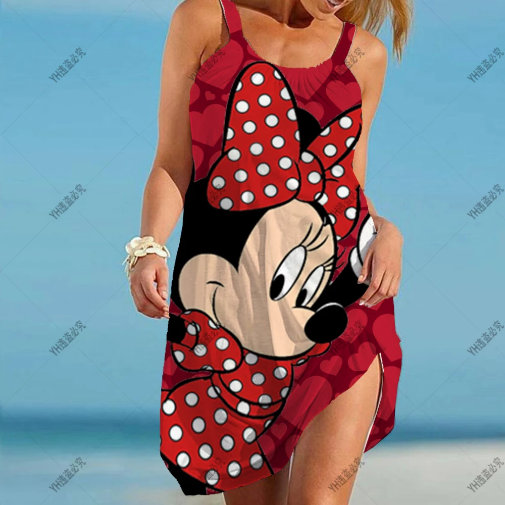 

Disney Women New Loose Minnie Mouse Vintage Strap Ruffles Star Befree Dress Large Big Summer Camis Party Beach Dresses Plus Size