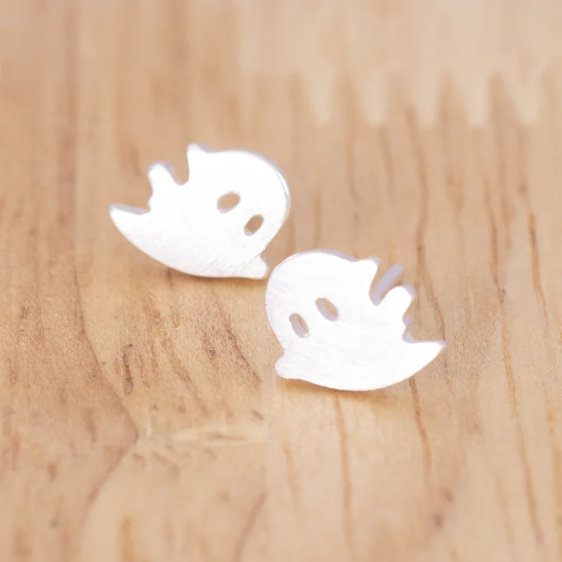 Модные посеребренные серьги-гвоздики в форме призрака для женщин и девушек