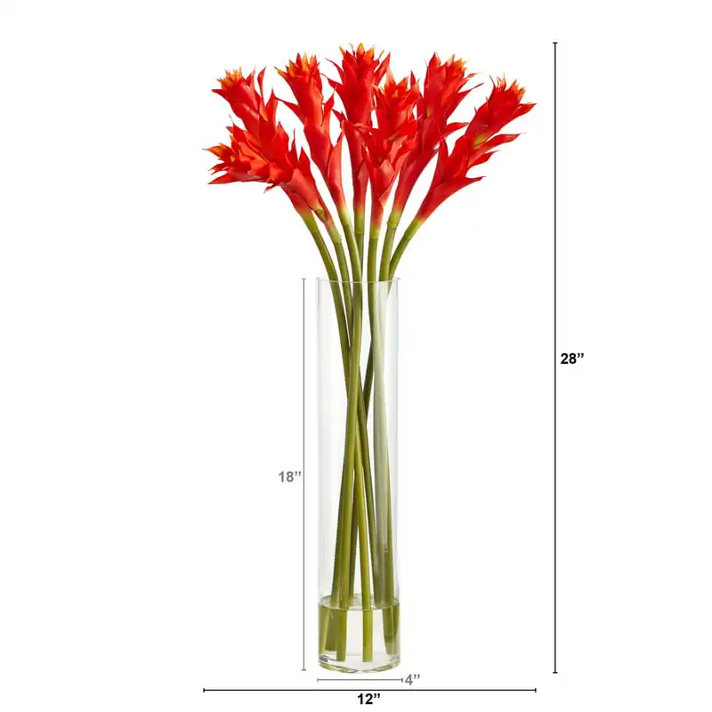 

Star Bromeliad Artificial Arrangement in Cylinder Vase