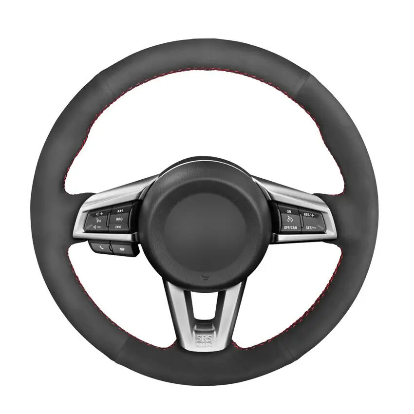 

Black Suede Hand-stitched Car Steering Wheel Cover for Mazda MX-5 2015-2020