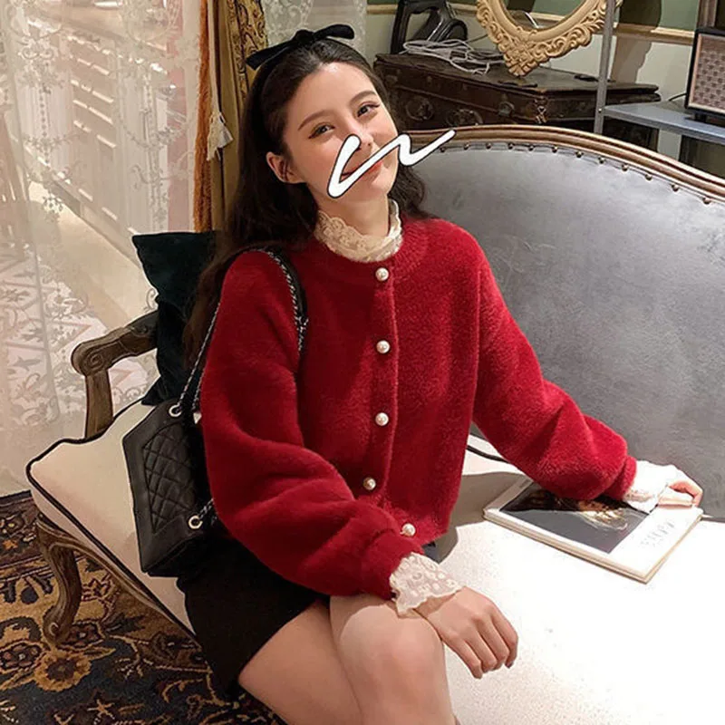 Женский Свитер Из Искусственного Норки В Корейском Стиле Мягкий Вязаный