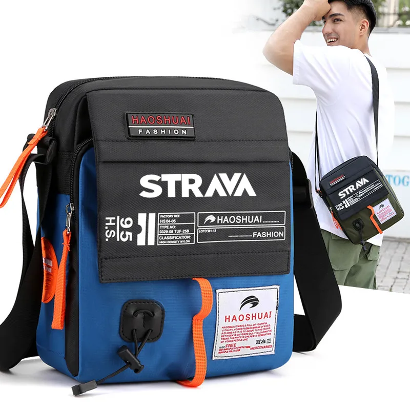 

Сумка STRAVA для мужчин, легкая мужская велосипедная сумка через плечо, карманная Водонепроницаемая Повседневная сумка через плечо, черная хо...