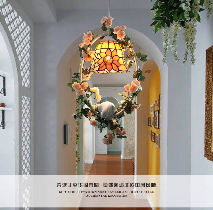 Turkish Flower Bird Light Pendant  Hanging Lamp for Living Room Modern Light Fixture Home Deco Wreath Lamp Pendant Light