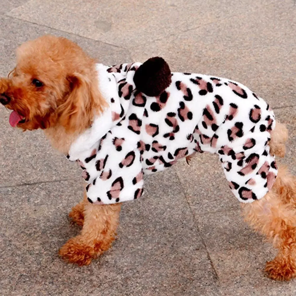 

Supplies Leopard Warm Winter Pet Dog Puppy Clothes Hoodie Jumpsuit Pajamas Outwear Dog Clothes