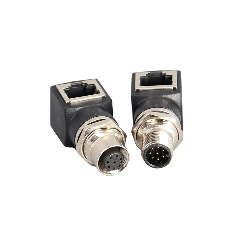 Фото KRE 1 шт. M12 4P D Тип 8 штырьков A Тип X соединитель RJ45 сетевой кабель для M12 штекер и гнездо №2