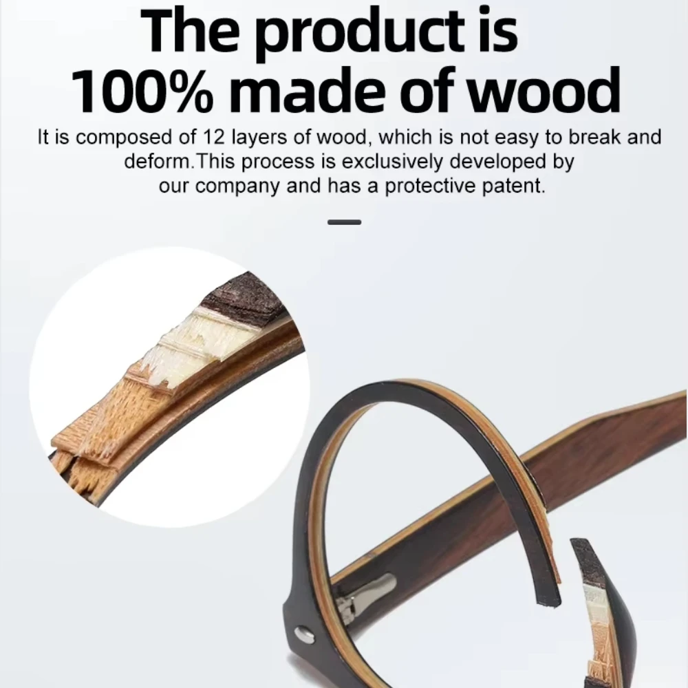 EagleBailin Деревянные солнцезащитные очки по рецепту меняющие цвет синего света —