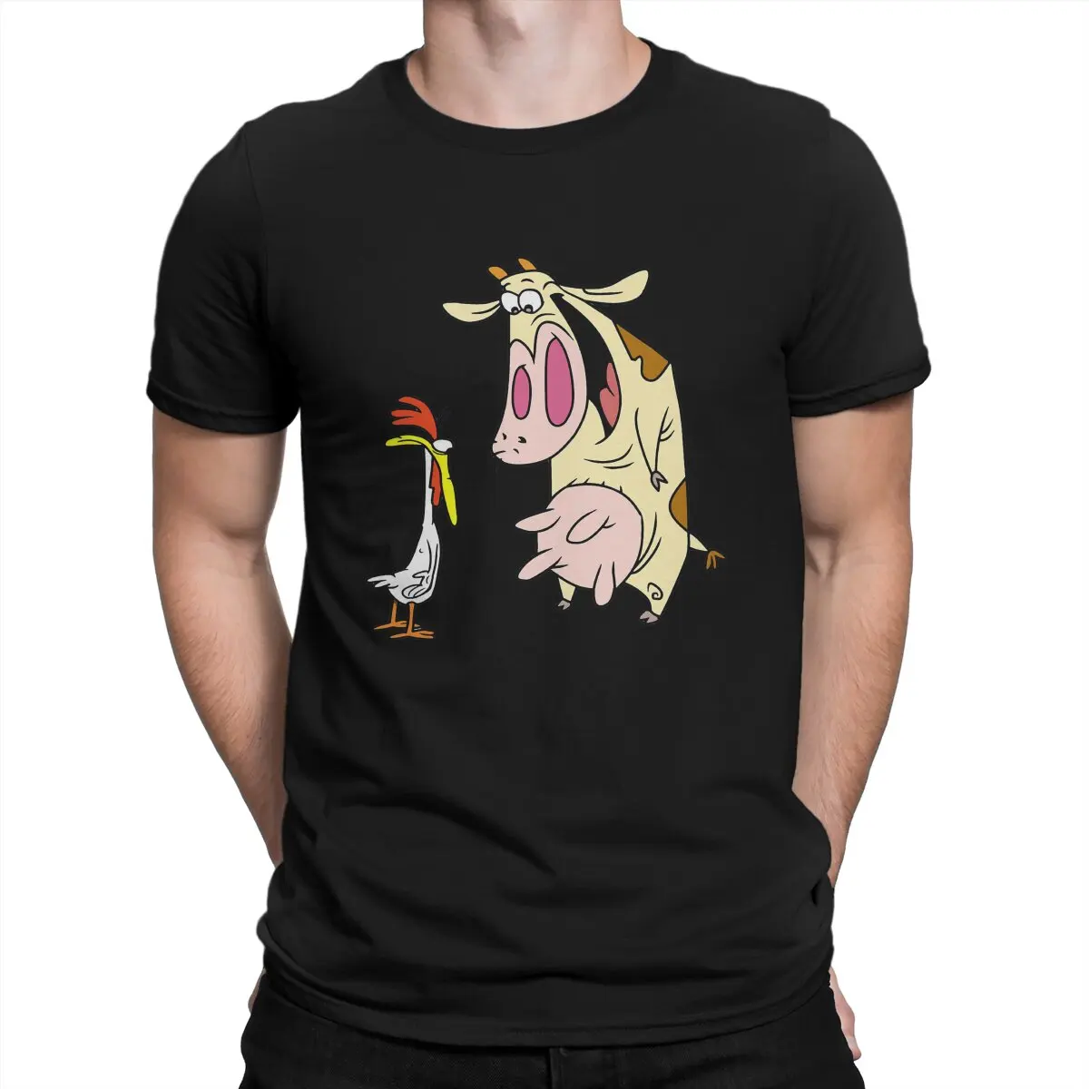 

Cow and Chicken Animation Comedy Fantasy Man TShirt Animal Fashion T Shirt Graphic Streetwear Hipster