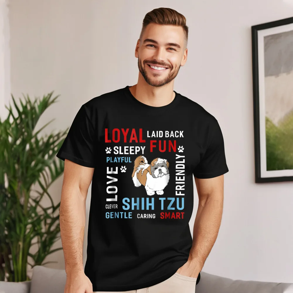 Свободные мужские футболки Love Gentle Smart Clever Shih Футболка с принтом 100% хлопок