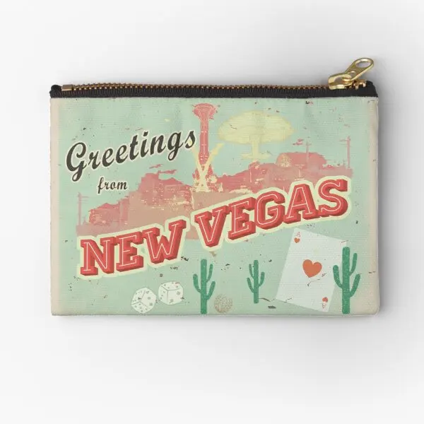 

New Vegas Postcard Zipper Pouches Pure Underwear Storage Key Cosmetic Men Small Socks Women Money Pocket Coin Packaging Bag