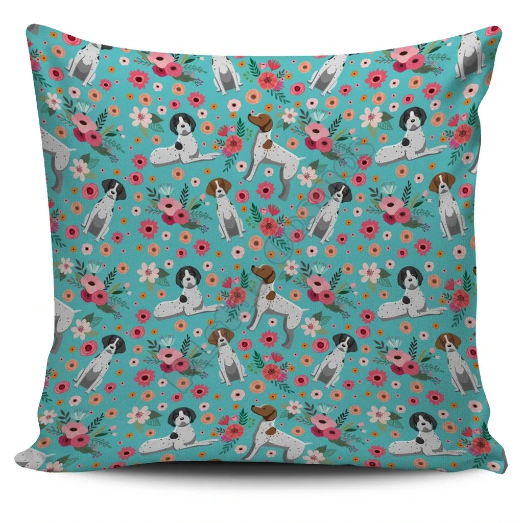 

German Shorthaired Pointer Flower Pillow Cover 3D Printed Pillowcases Throw Home Decoration Double-sided Printing 12 style