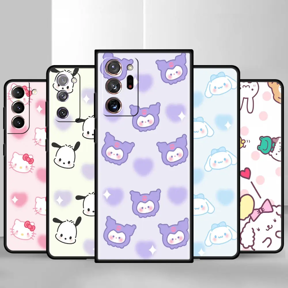 

Kuromi Cinnamoroll Dog Case For Samsung Galaxy S21 S20 S22 ultra FE 5G S10 S8 S9 S21 plus s10e for Note 20 10 9 Fundas Cover