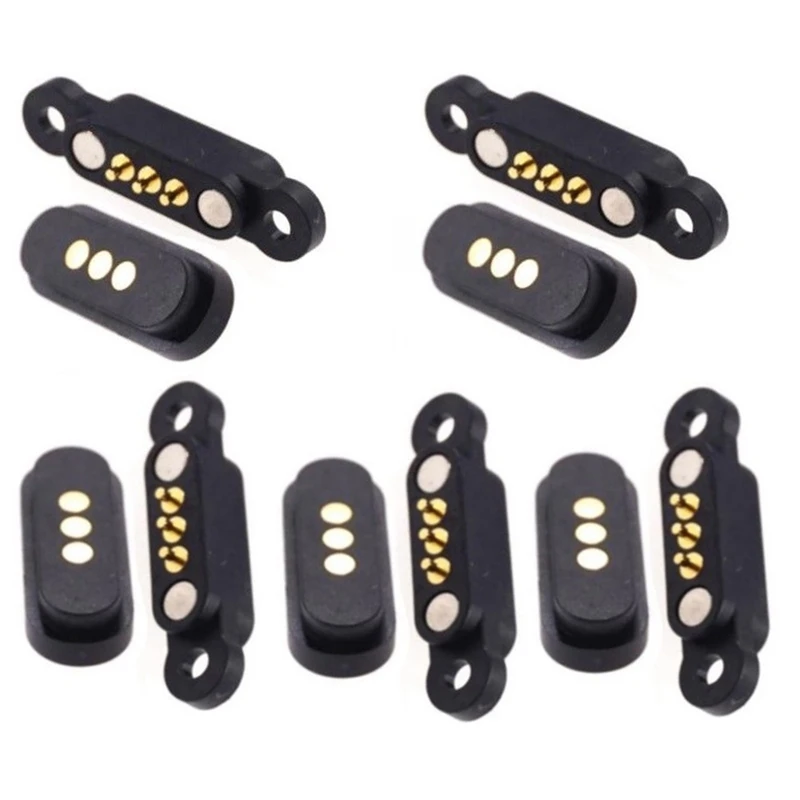 

5 Pairs Spring Loaded Magnetic Pogo Pin Connector 3 Positions Magnets Pitch 2.3MM Through Holes Male Female Probe