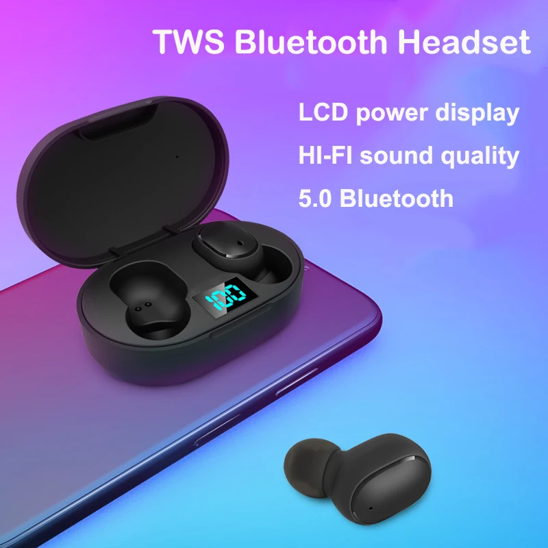 

TWS E6S умная Bluetooth-гарнитура с цифровым дисплеем, беспроводная мини-гарнитура HIFI, водонепроницаемые спортивные наушники-вкладыши