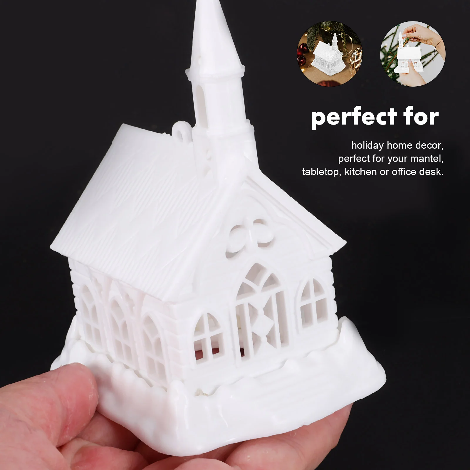 Белый маленький дом в снежной сцены пластиковая модель мини-рождественские