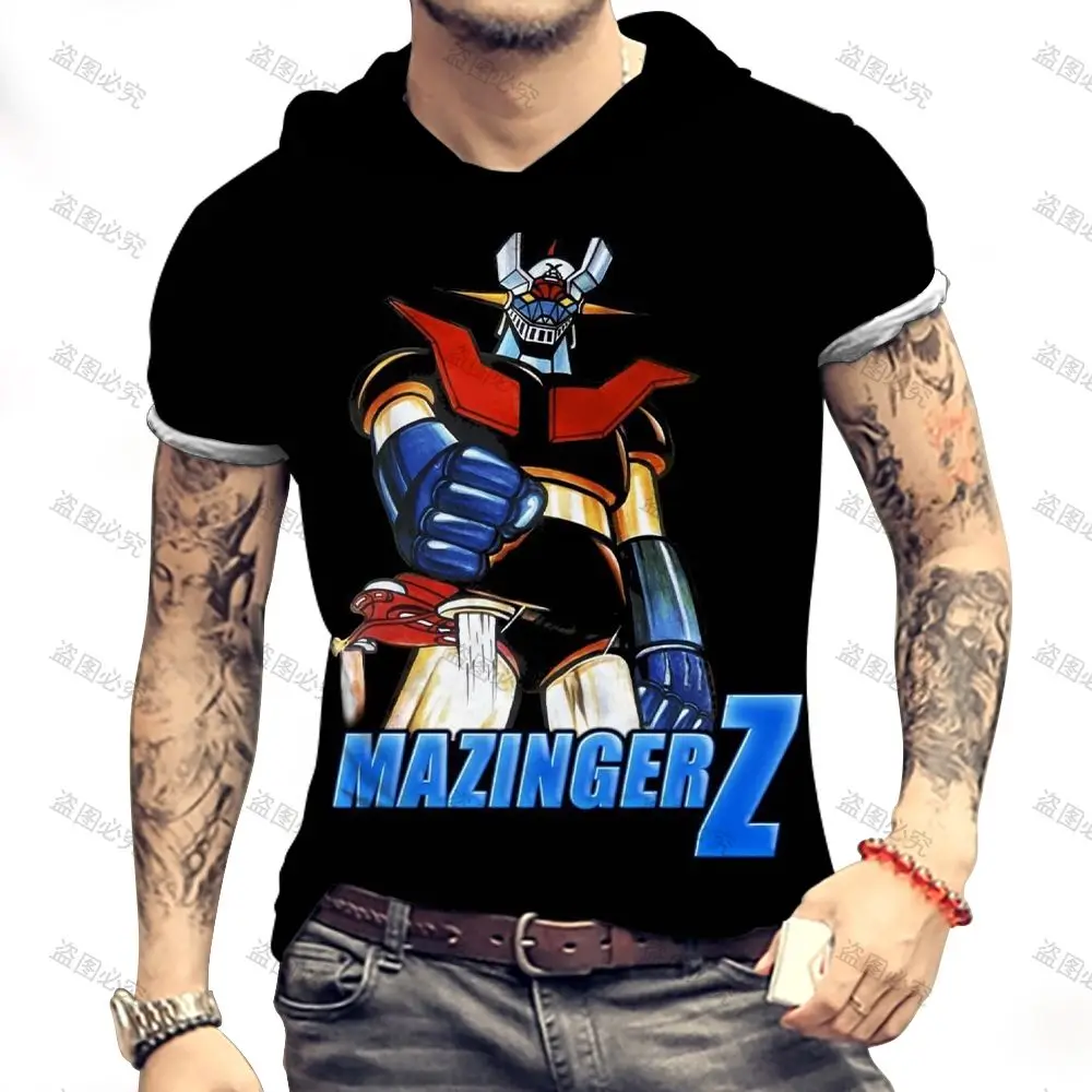 

High Quality Mazinger Z Men Clothing Men's Hooded T-Shirt Short Sleeve T-Shirt Trend 2022 Fashion 3XL T-shirts Harajuku Style