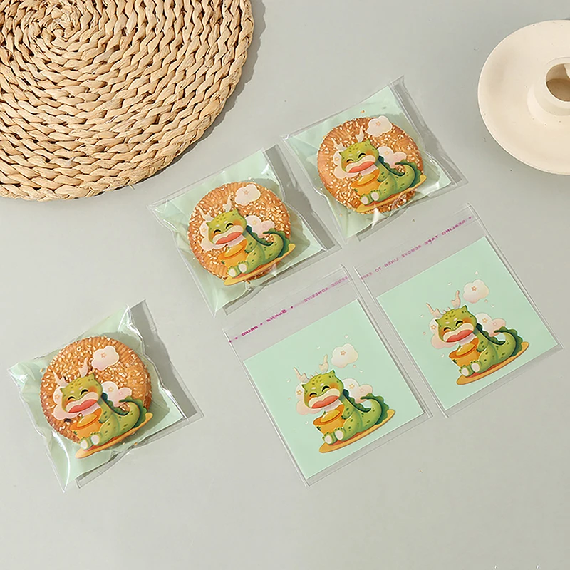 

100Pcs Cute Cartoon Plastic Bag For Wedding Birthday Party Favors Cookie Candy Gift Packaging Bags Self Adhesive Bags