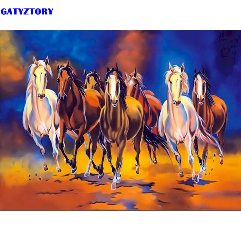 

GATYZTORY Unframe Horse DIY Painting By Numbers Animals Kit Wall Art Picture Coloring Acrylic Paint On Canvas Home Decor