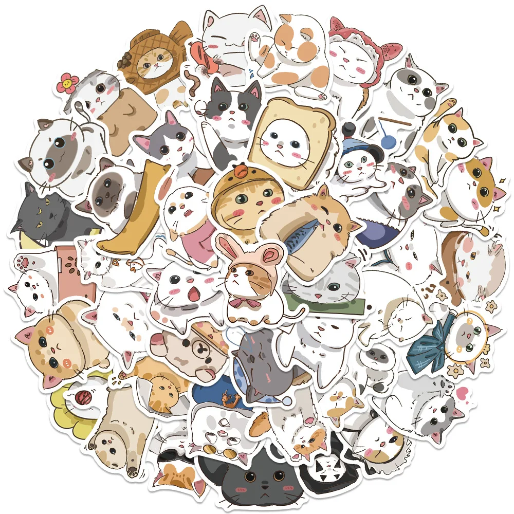 

62 sheets/set of cute cat series hand account stickers diy notebook hand account skateboard mobile phone stickers stickers