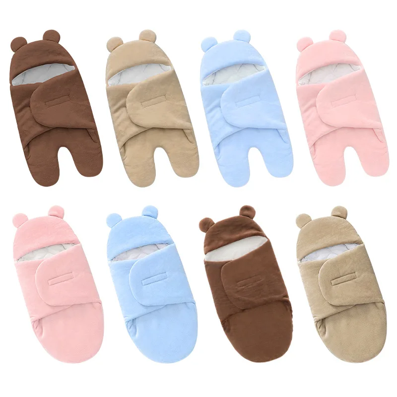 

Autumn Winter Warm Thickened Velvet Fleece Newborn Baby Blanket Boys Girls Infant Swaddle Wrap Anti-kick Sleeping Bag 0-6Month