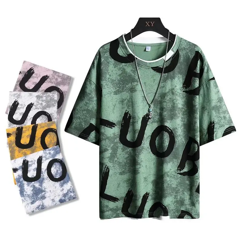 

Футболка мужская с буквенным принтом, базовая хлопковая тенниска в стиле хип-хоп, повседневная майка, модная уличная одежда, лето