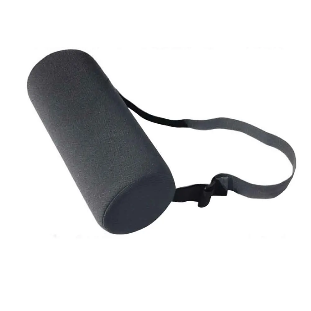 

Lumbar Roll Ergonomic Adjustable Buckle Low Back Support Waist Protecter For Car Seat Travel Universal Office Chairs Black Home