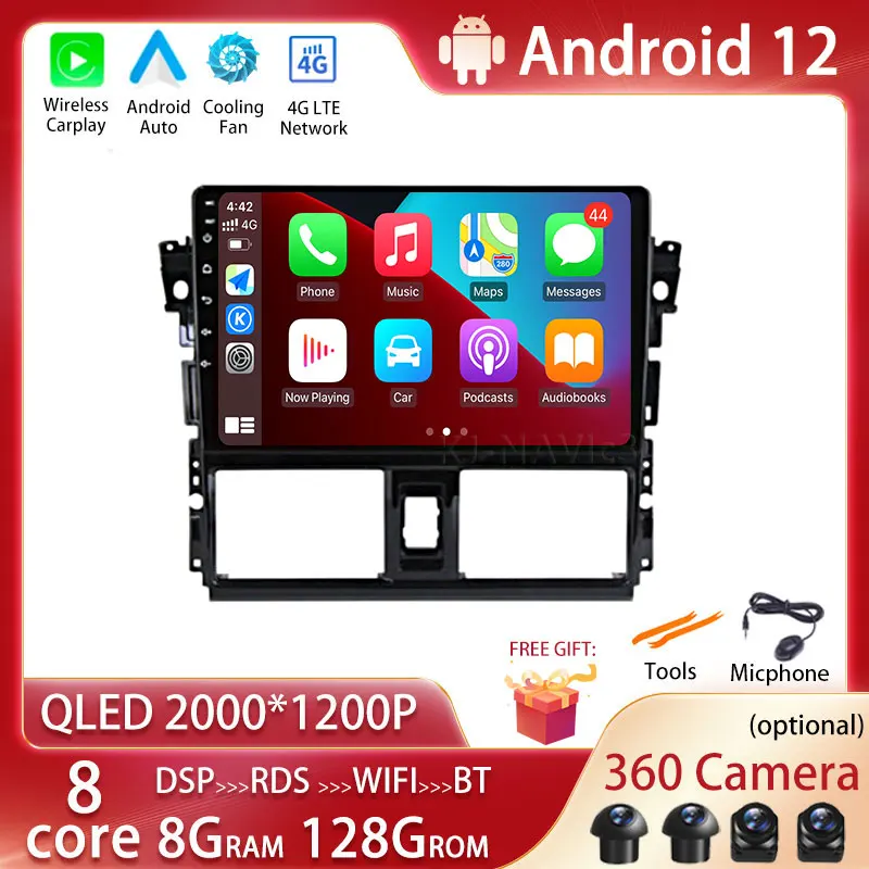 

Автомагнитола TOYOTA YARIS VIOS, 10 дюймов, Android 12, DSP, 2014 / 2015 /2016