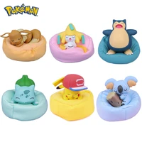 6 styles anime toy boxed pokemon figures kawaii pikachu snorlax bulbasaur eevee sleeping position model for kid birthday gifts