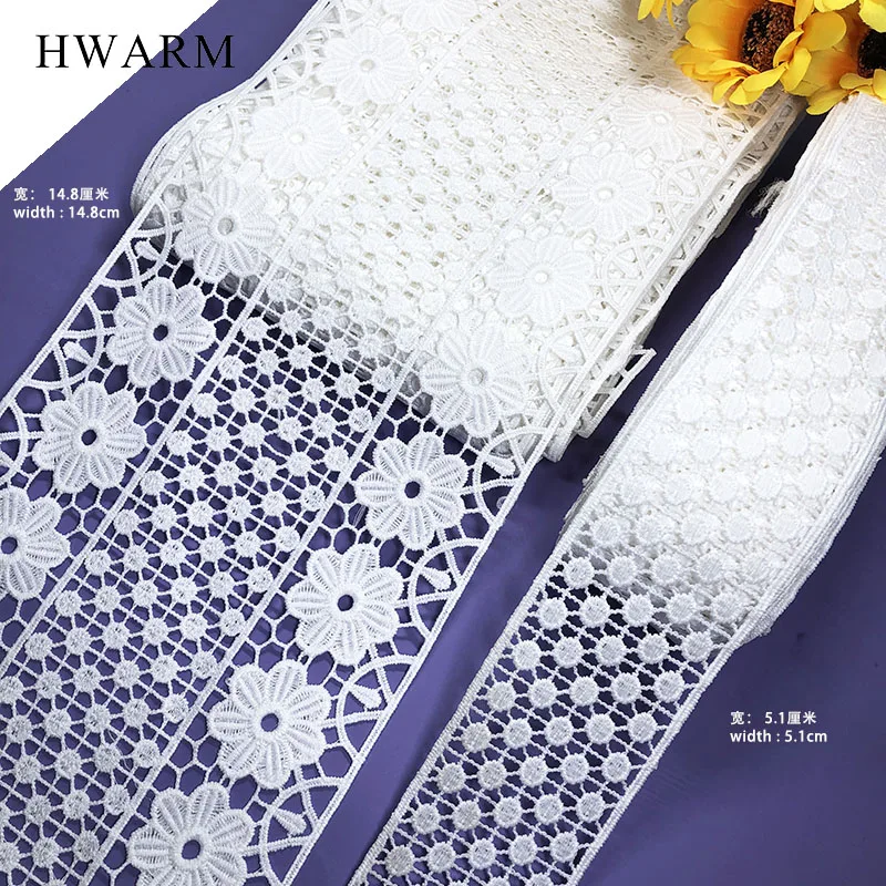 

15yard Lace Sewing Trimming Diy Hollow Out Water-Soluble Embroidery Polyester Silk Mesh Bar Code Clothing Curtain Accessories