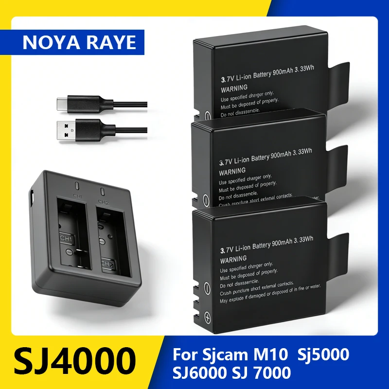 Фото Аккумулятор 3.7V 900mAh SJ4000 для экшн-камер Sjcam M10, Sj5000, SJ6000, SJ7000, Sj9000, EKEN H9, H9 PRO (аксессуар) №1