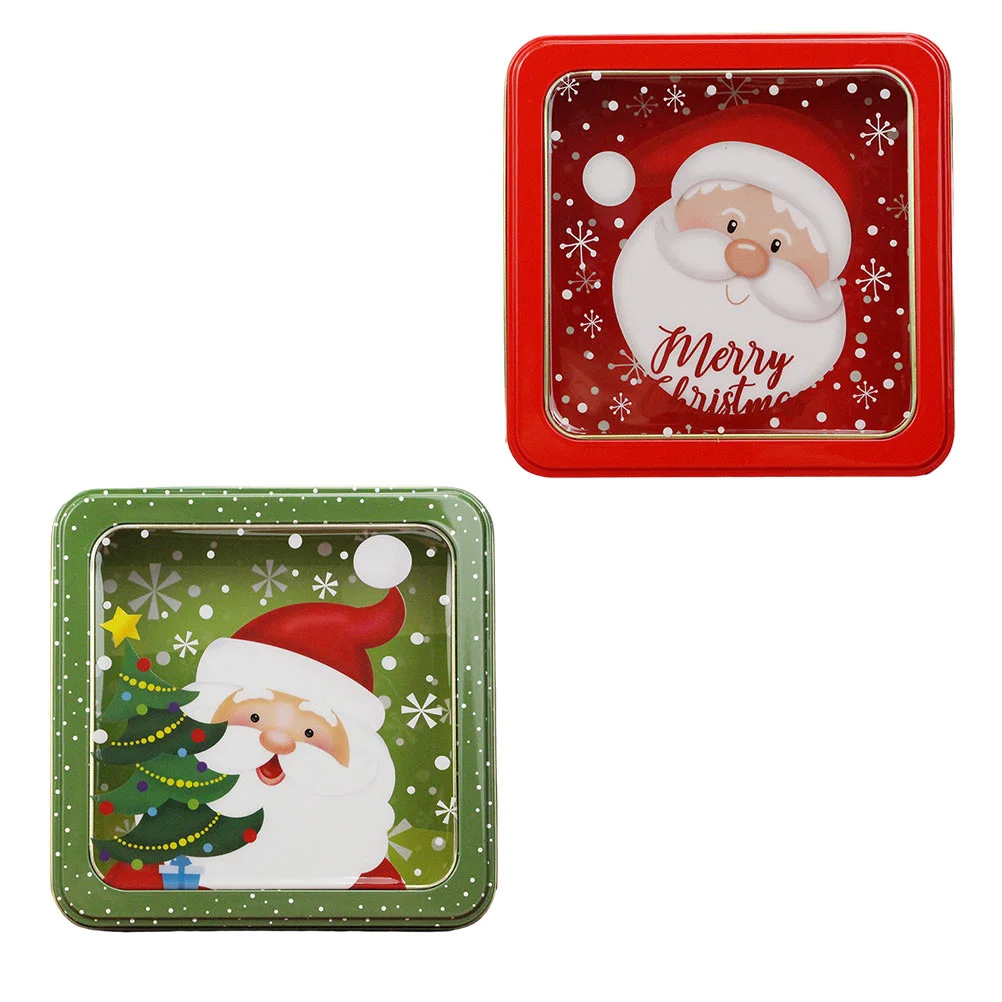 

2 Pcs Christmas Tin Box Chocolates Para Regalo Storage Jar Sugar Case Candy Party Favors Holder Iron