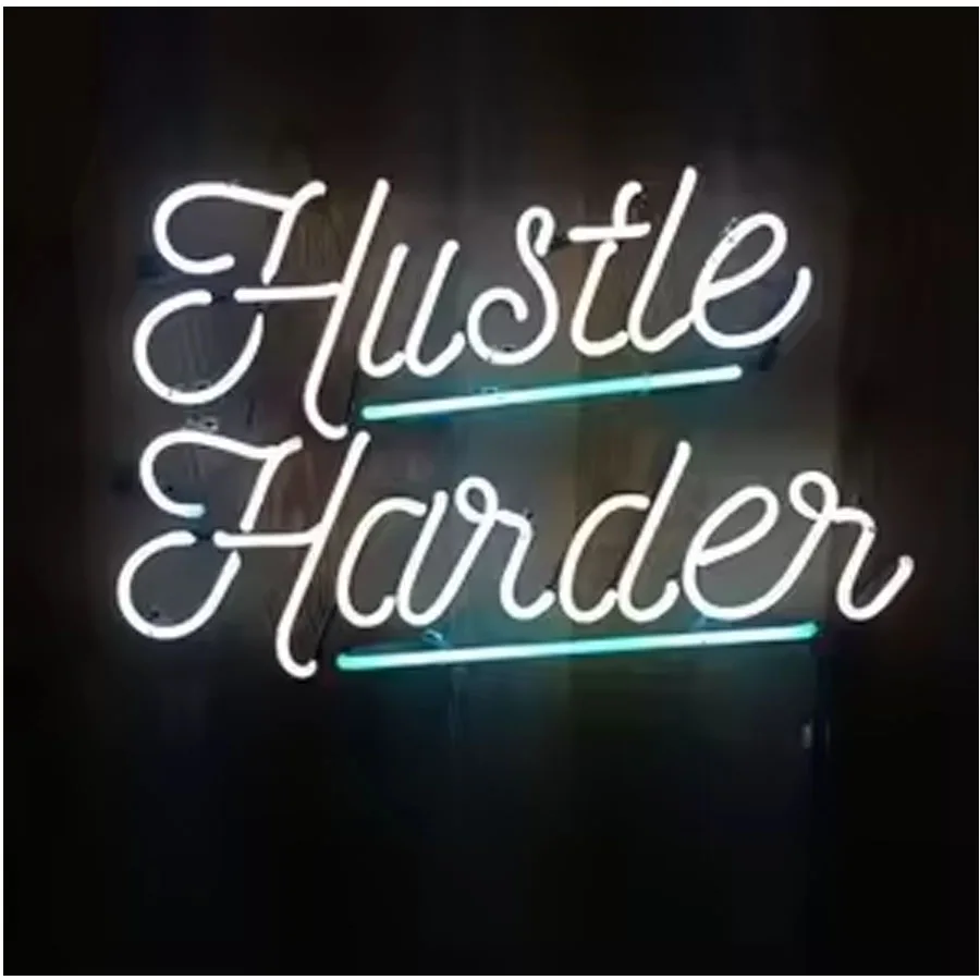 Неоновая вывеска 10 кВ для Hustle Harder Bar Знаковые вывески Стеклянный неоновый