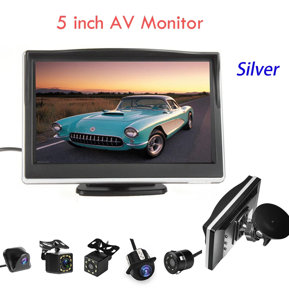 

5 inch TFT LCD Screen Car Monitor HD 800*480 Reversing Parking Monitor with 2 Video Input For Reverse Rearview Camera