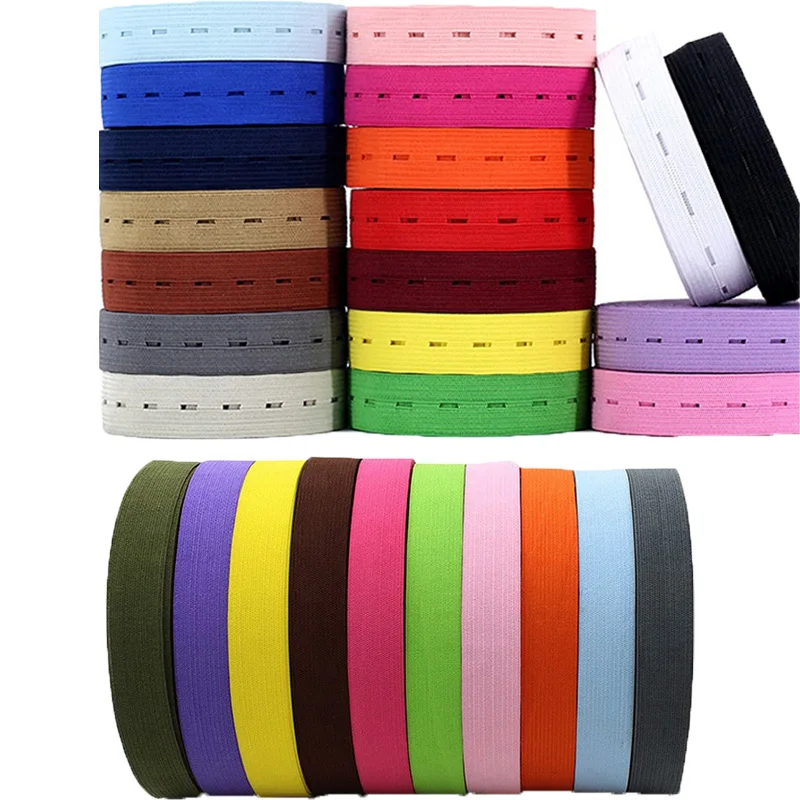 

2cm with Hole Colorful Fiat Rubber Band Waist Band 20mm Nylon Highest Elastic Bands Garment Trousers Sewing Accessories 30-40y