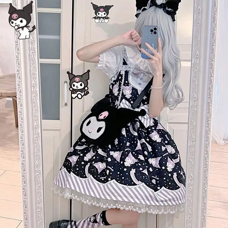 

Sanrio Sweet Lolita JSK Dress Cute Kawaii Kuromi Cinnamoroll My Melody Print Princess Lolita OP Dress Tea Party Toys for Girls