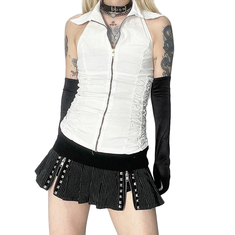 

Women Charming Slit Skirt, Black Stripe Print Mini Skirt, Ladies Short Skirt for Club Wear, S/ M/ L