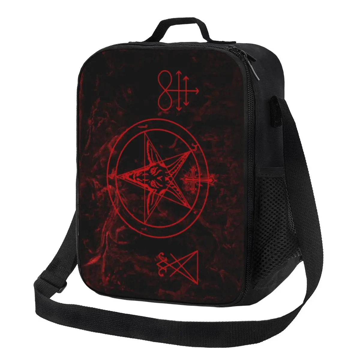

Baphomet Leviathan Cross Insulated Lunch Bag for Camping Travel Devil Satanic Resuable Cooler Thermal Bento Box Women Kids