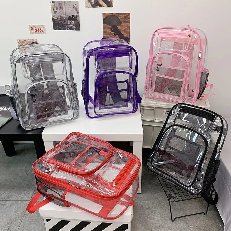

PVC Waterproof Backpack Transparent School Bag See Through Backpacks High Quality Clear Backpack for Youth Teenager Boys Girls