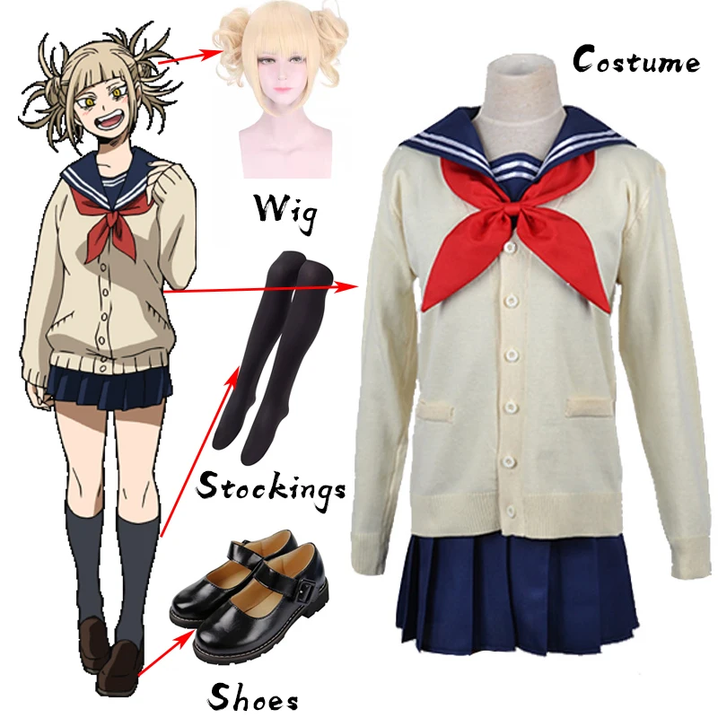 

Anime My Hero Academia Cosplay Boku No Hero Academia Himiko Toga Cosplay Costume JK Uniform Sweater Coat Halloween Custom Made