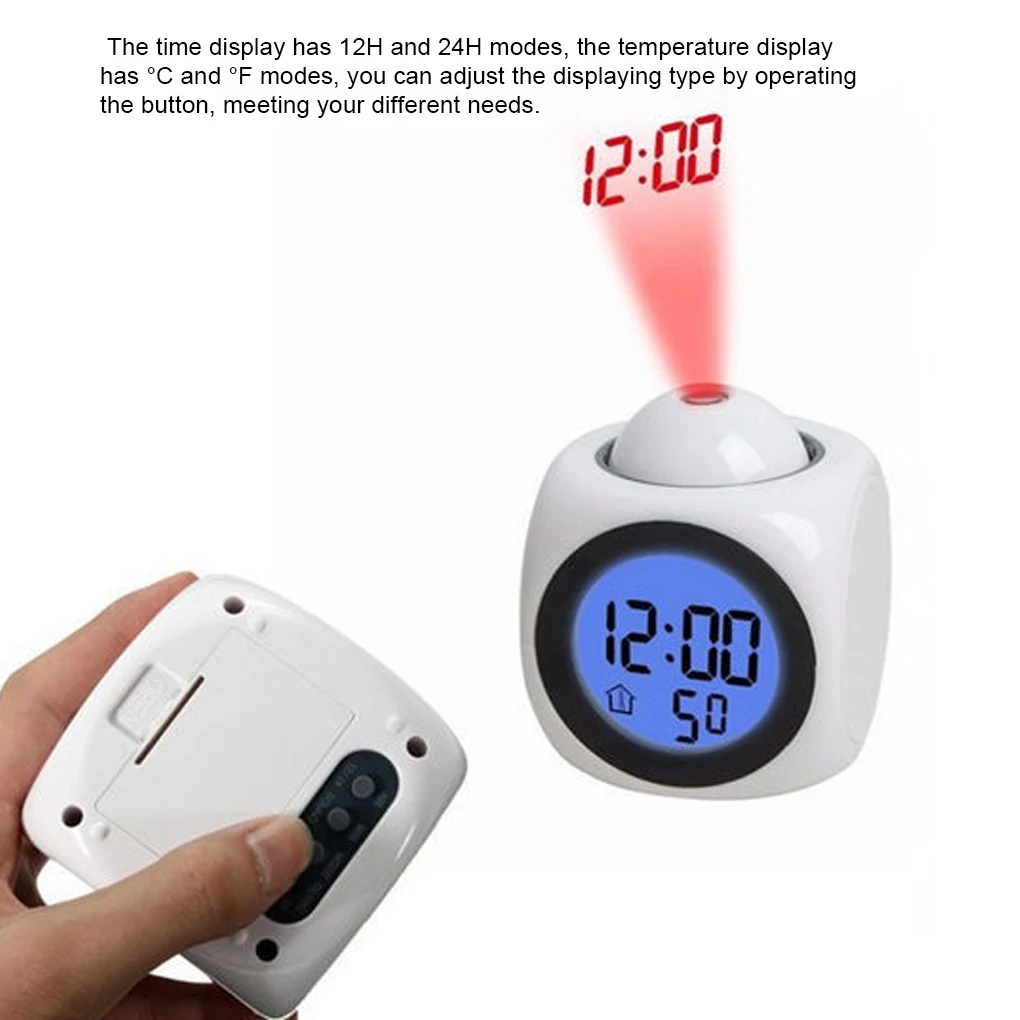 Электронные настольные часы-будильник цифровой проектор с измерителем