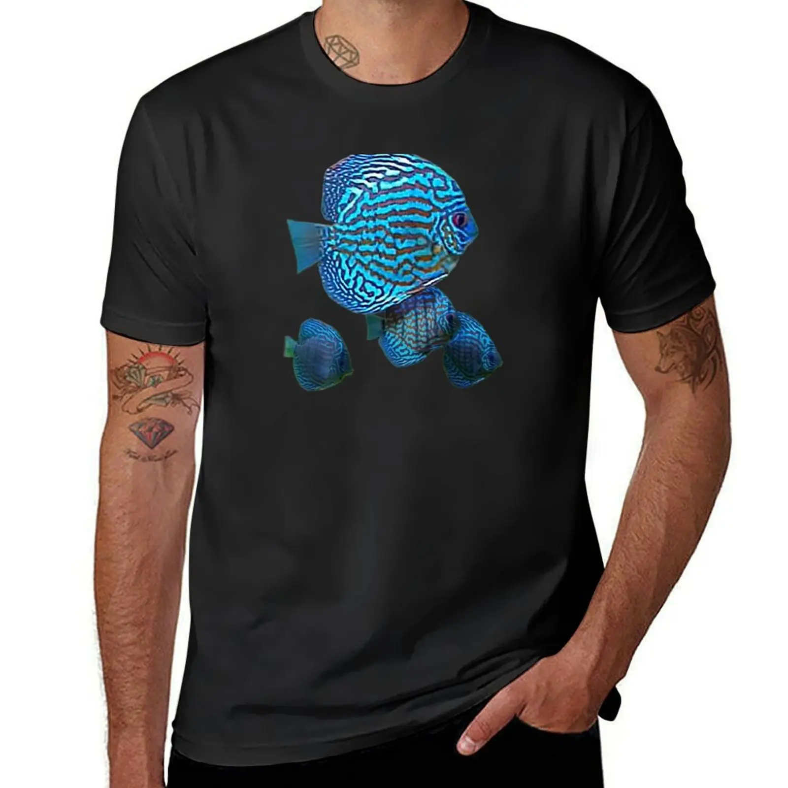 Футболка BLUE DISCUS FISH заготовка с графикой мужские футболки