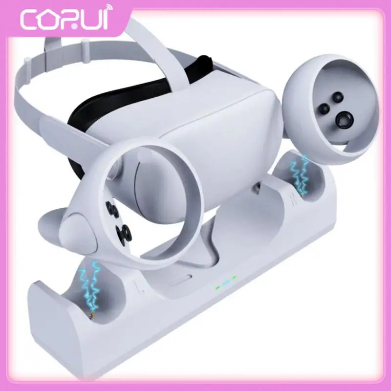 

1pc Left Right Handle Charger With Led Display Light Charging Dock Headset Handle Controller For Oculus Quest 2 Vr Glasses